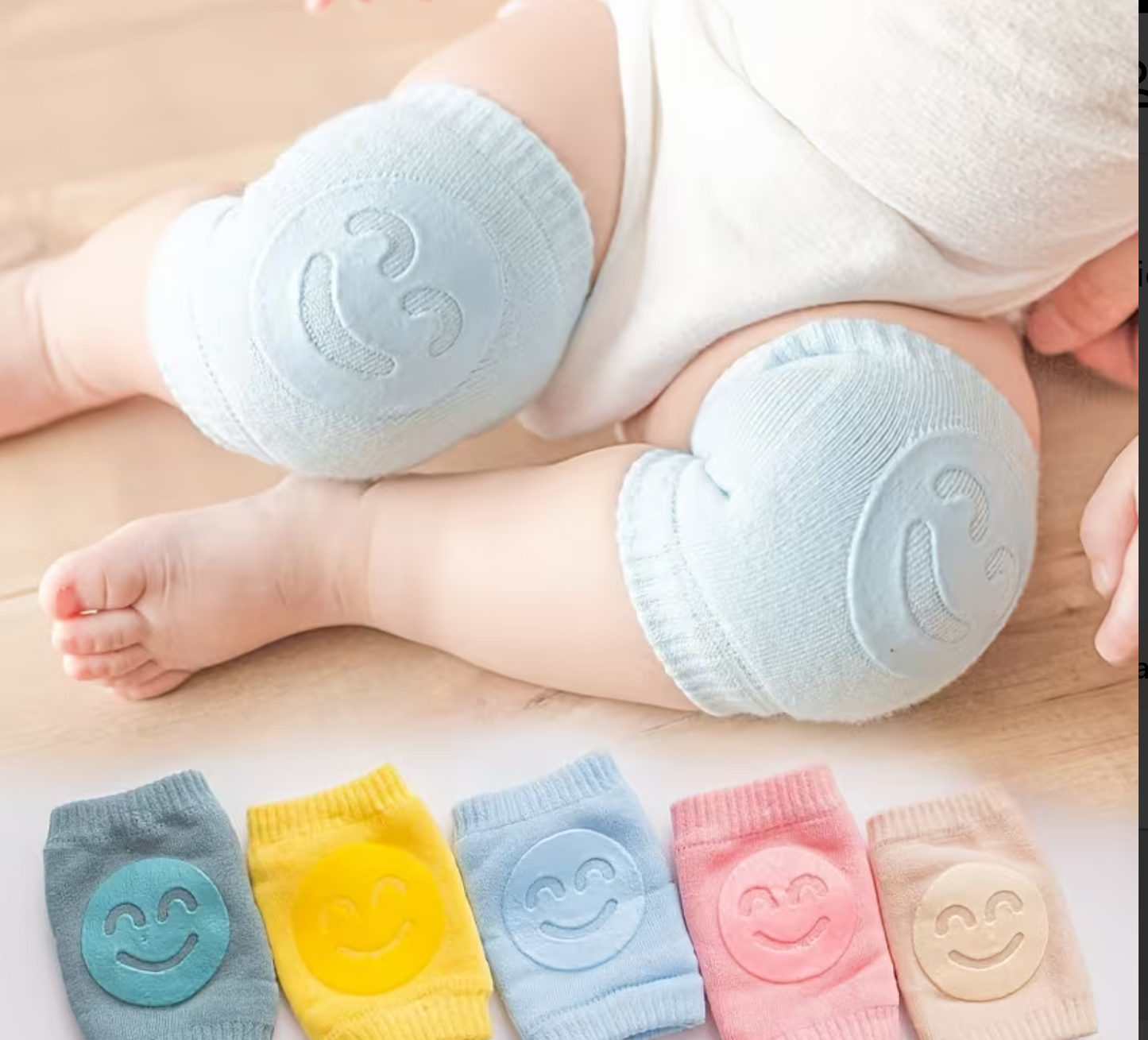 AWE™ Baby Knee Guards in pastel colours with smiley face emboss