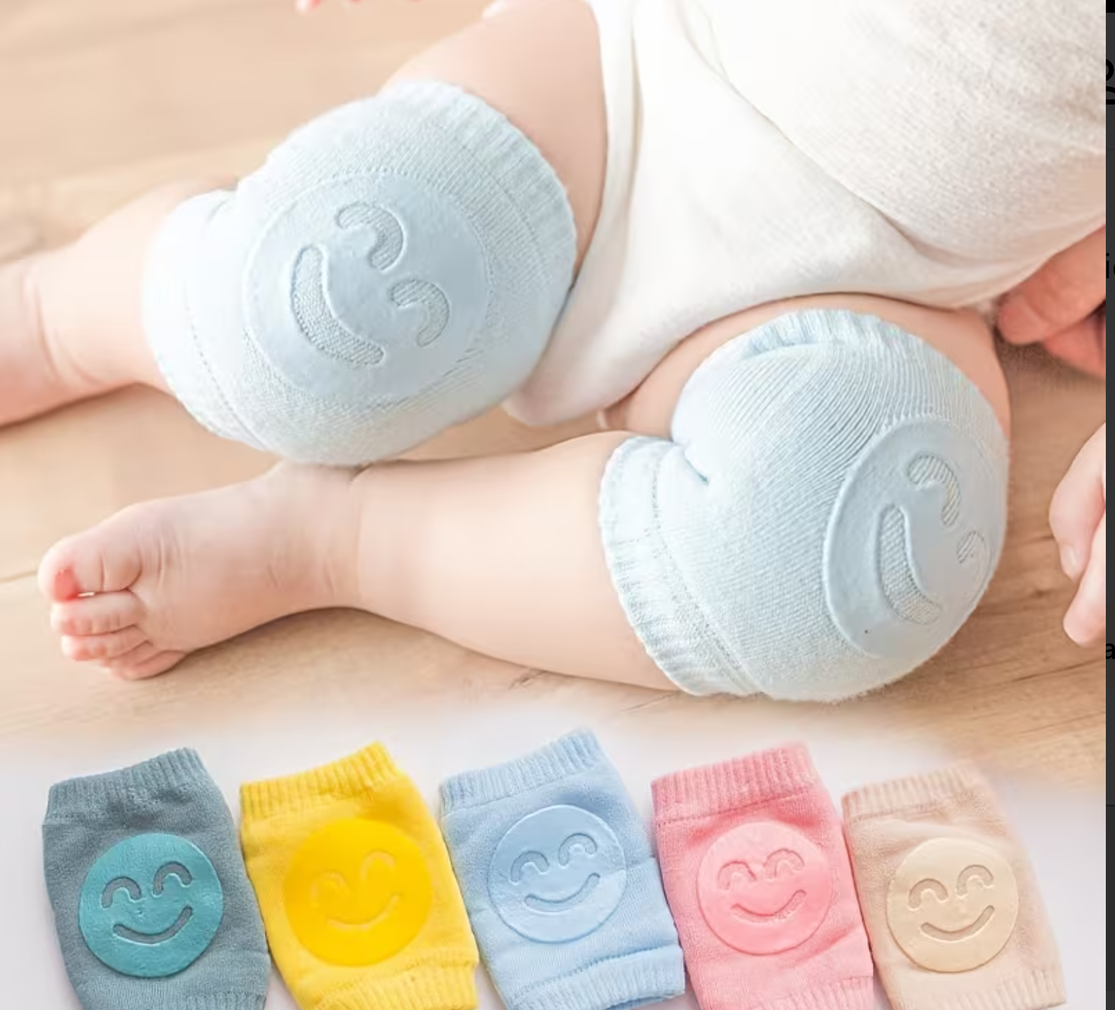 AWE™ Baby Knee Guards in pastel colours with smiley face emboss