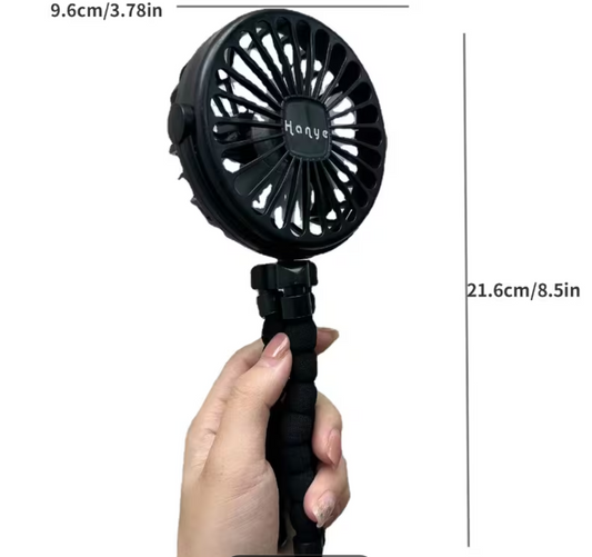 AWE™ Flexible Stroller Fan in black showing dimensions 9.6cm wide and 21.6cm tall